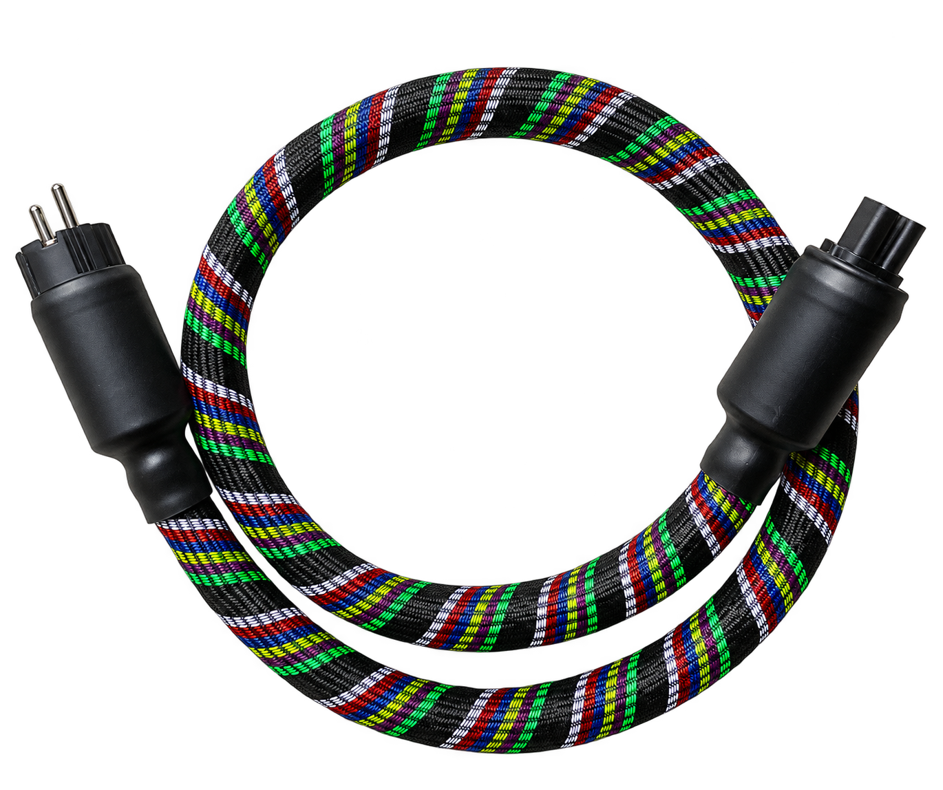 Missing Bond power cable with multicoloured braided sleeving